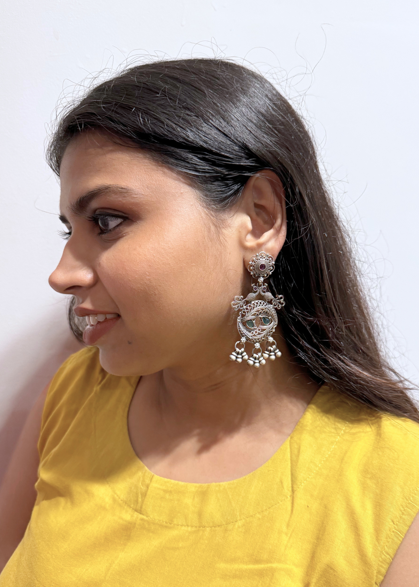 Padmavati Jhumka Earrings | Pure Silver | 925 Sterling Silver Jewellery thumbnail 2