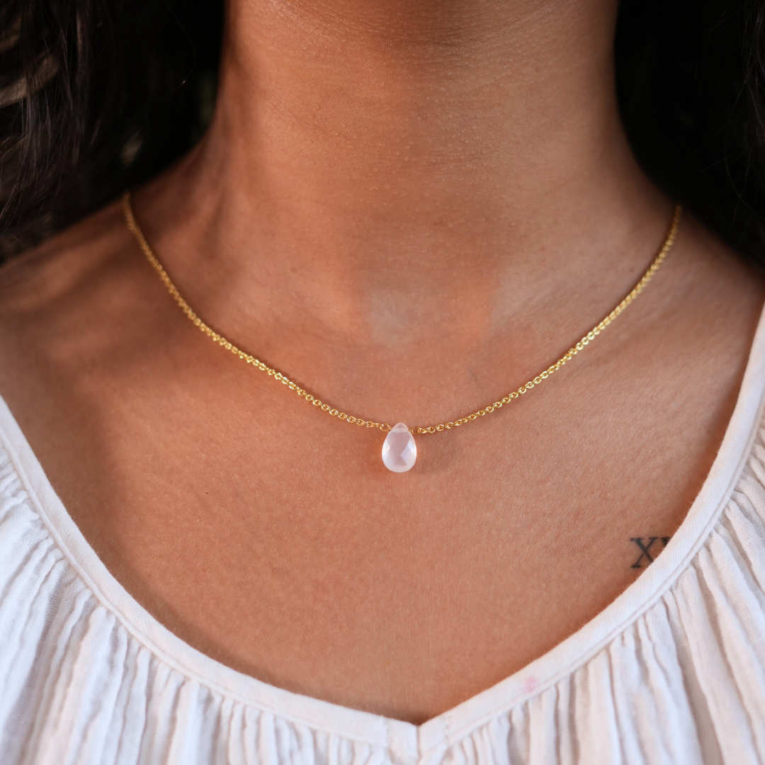 Rose Quartz Drop Necklace | Healing Jewellery | Peace & Self Love Stone 