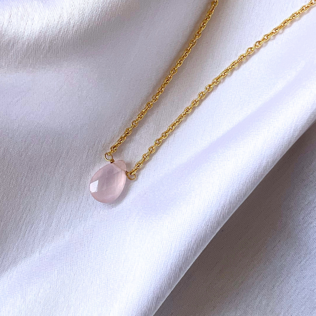 Rose Quartz Drop Necklace | Healing Jewellery | Peace & Self Love Stone  - alternate view