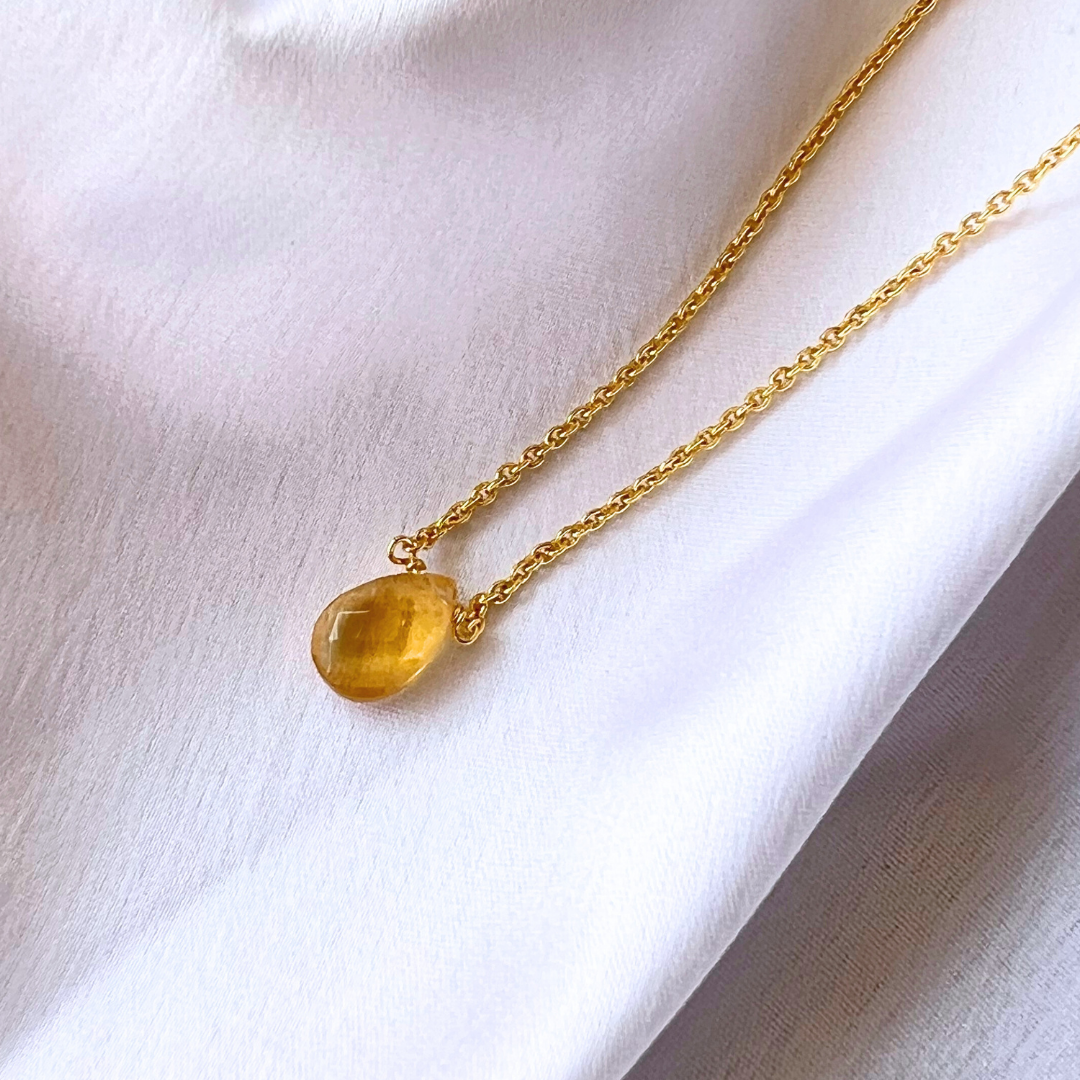 Citrine Drop Necklace | Healing & Manifesting Stone | 18k Gold Plated thumbnail 2