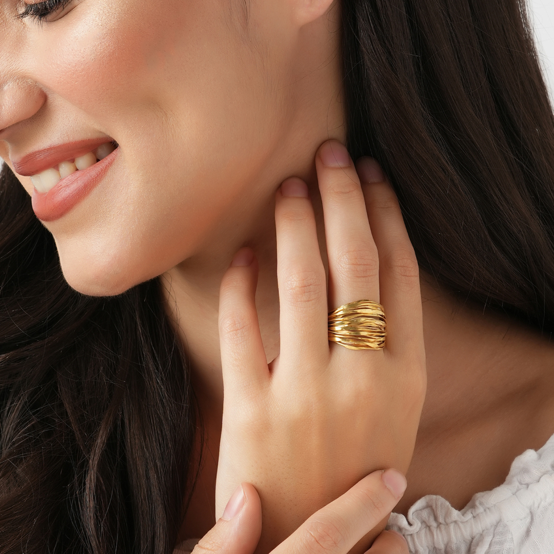 Chunky Streak Ring | 18k Gold Plated | Statement Band