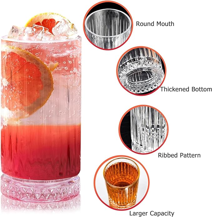 Ribbed Crystal Everyday Glasses - Set of 6 | 350ml - alternate view