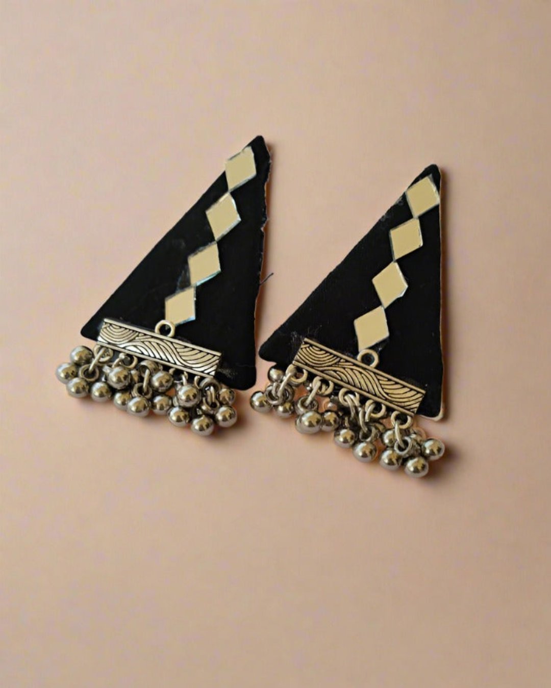 Black Mirror Triangular Studs Earrings