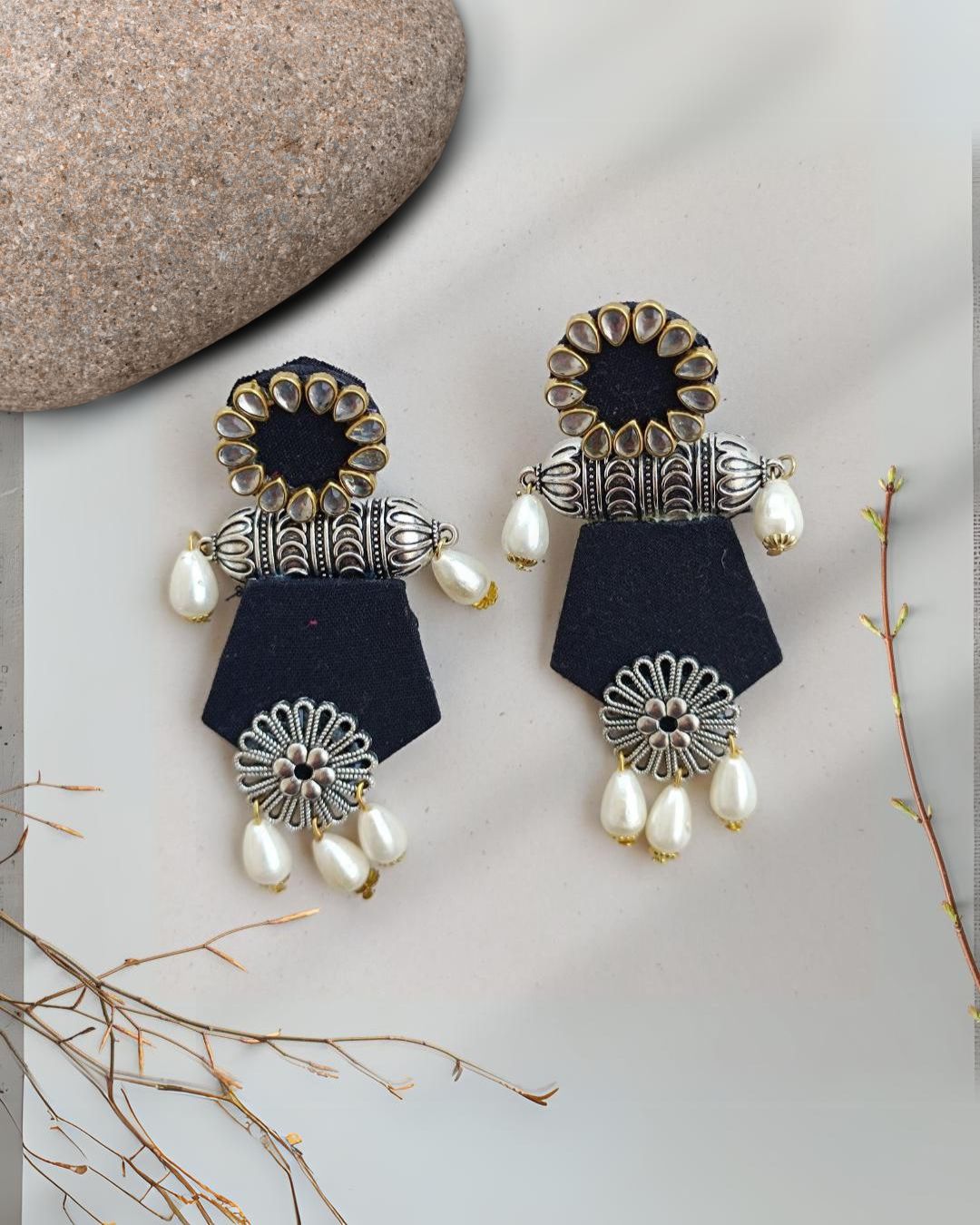 Black Pearl Jhumka Earrings  thumbnail 1