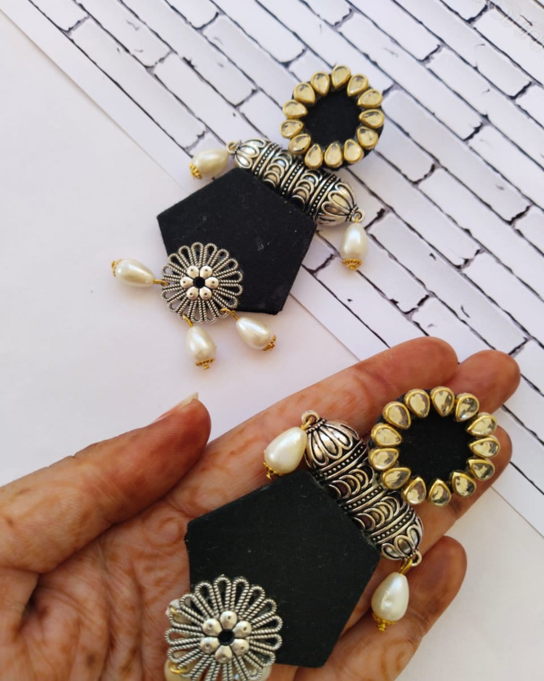 Black Pearl Jhumka Earrings  thumbnail 2