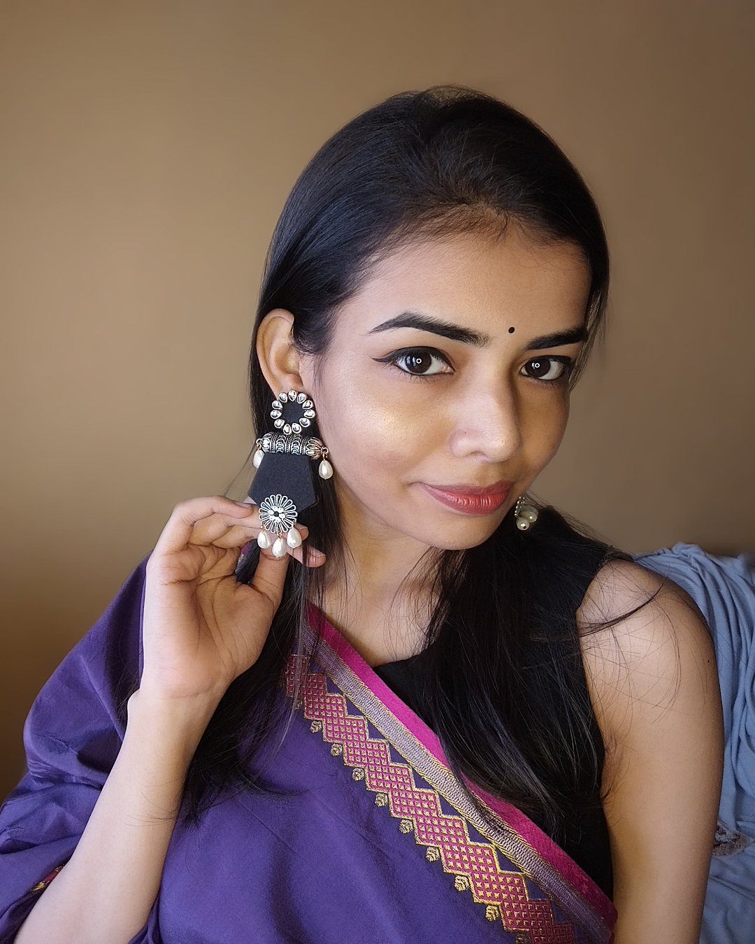 Black Pearl Jhumka Earrings  thumbnail 3