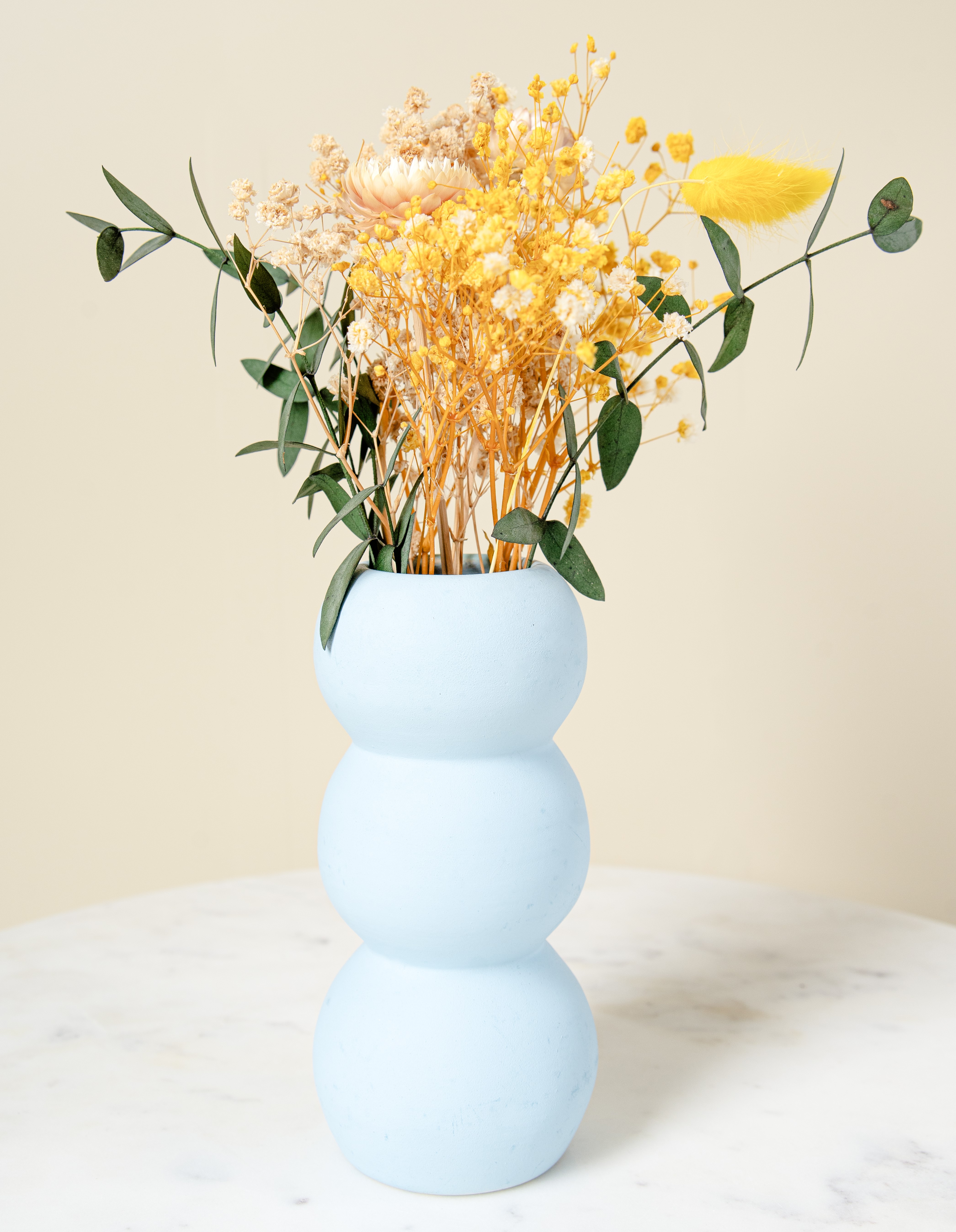 Summer Skies Vase & Dried Flowers Set | 1 Blue Vase + 1 Sunshine Flowers Bunch