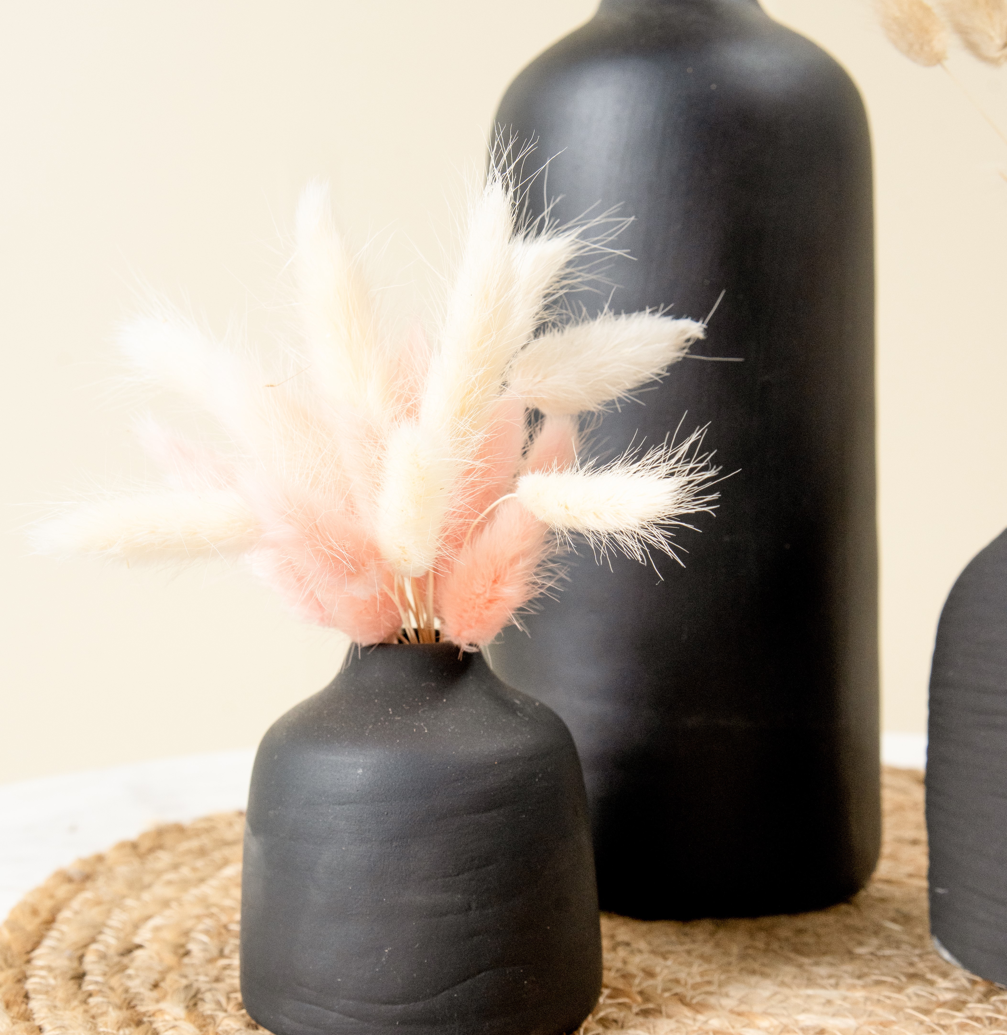 Black Bloom Trio | Set of 3 Black Vases & Multicolour Dried Flowers Combo thumbnail 7