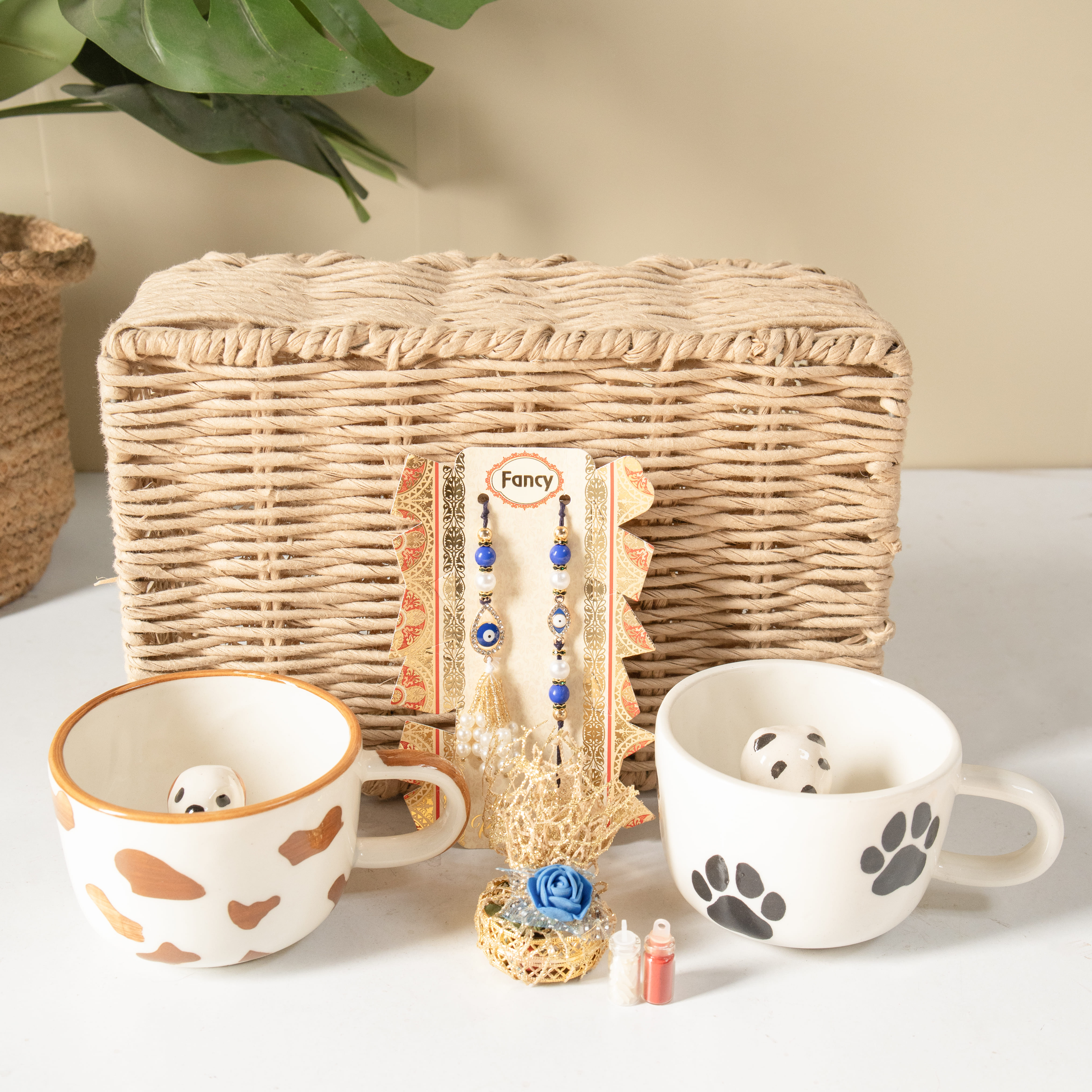 Pet Lover Rakhi Gift Hamper | Jute Tray | 2 Rakhis | 2 Mugs | Roli, Chawal - alternate view