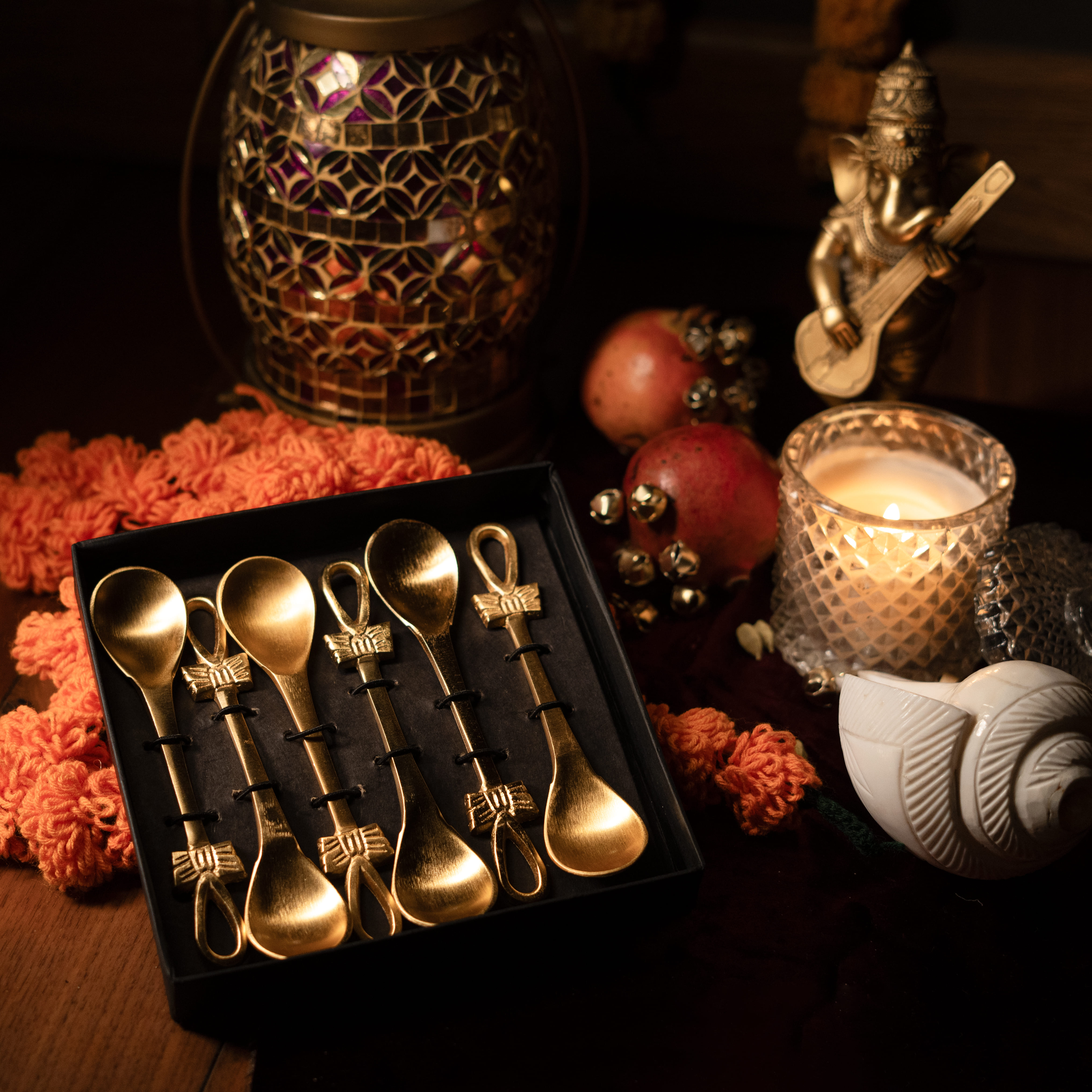 Classic Brass Cultery- Set of 6 | Spoon Set