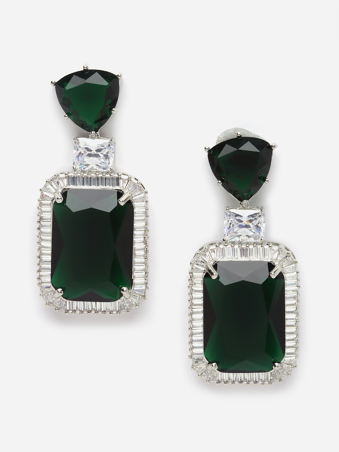 Raaz Drop Earring | American Diamonds, Natural Stones, Faux Emerald - alternate view