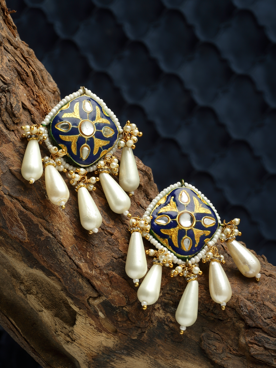 Sapphire Sensation Drop Earrings | Kundan, Pearls, Natural Stones
