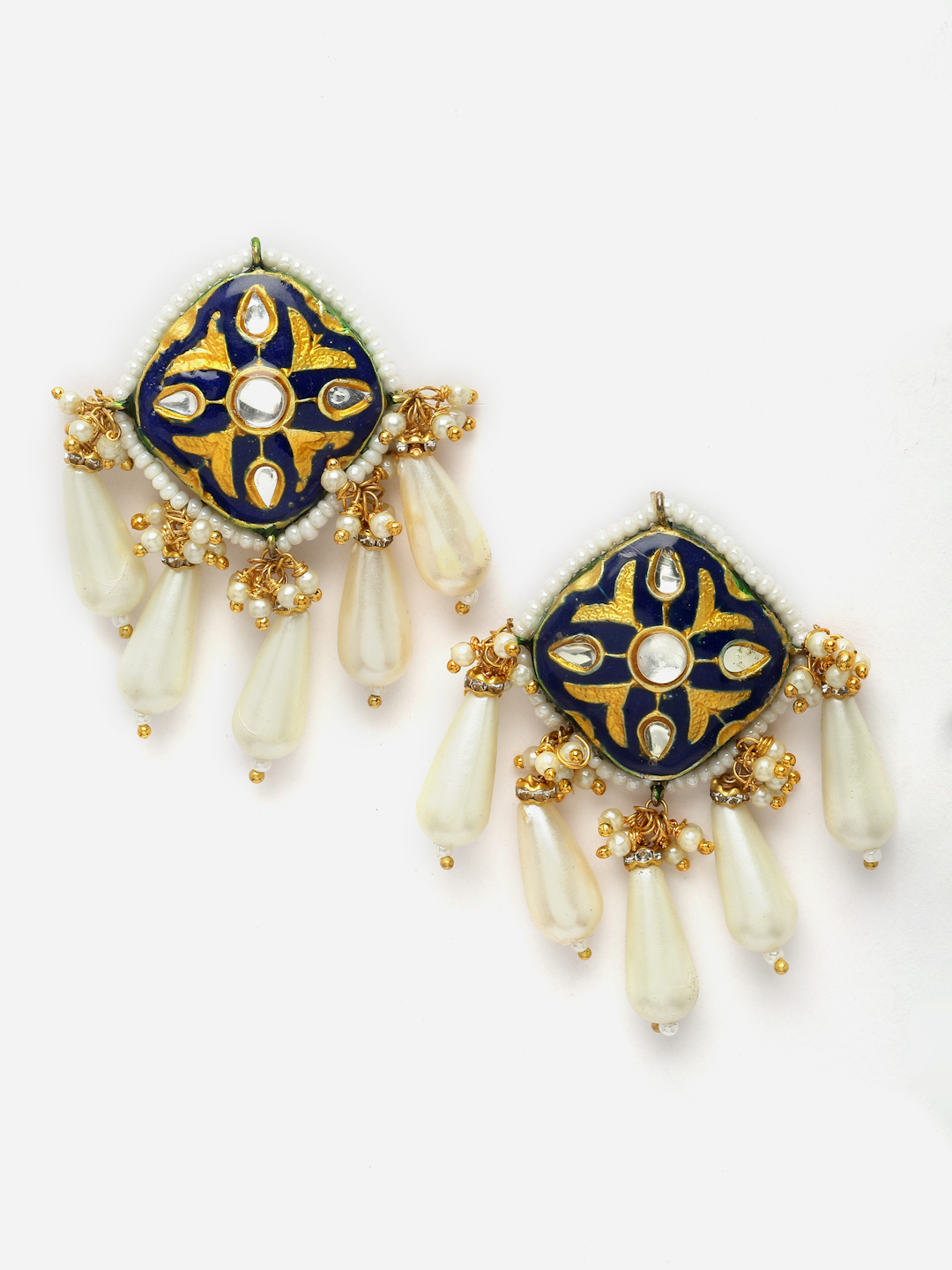 Sapphire Sensation Drop Earrings | Kundan, Pearls, Natural Stones thumbnail 3
