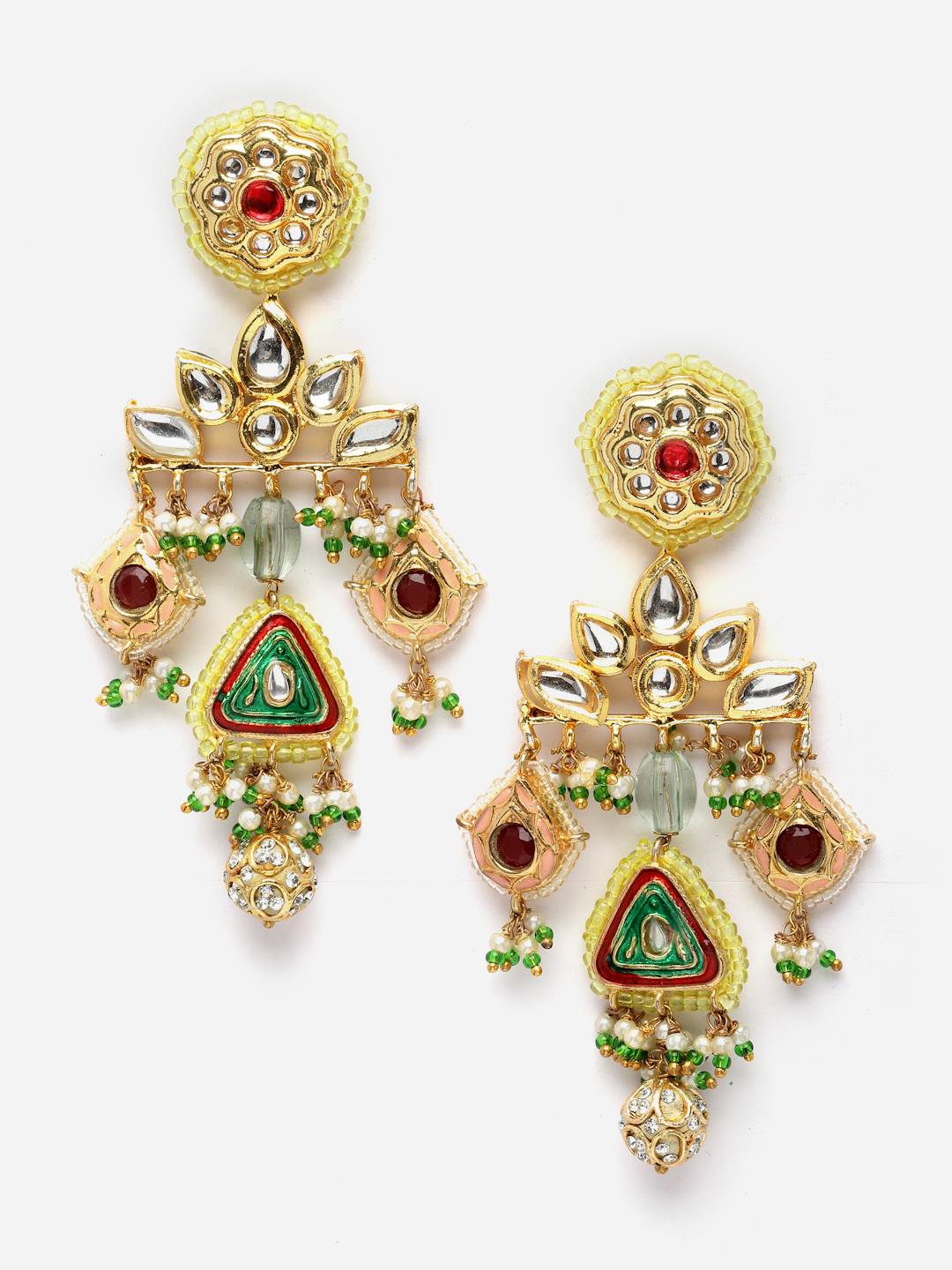 Mint Drop Earring | Kundan, Pearls, Natural Stones thumbnail 4