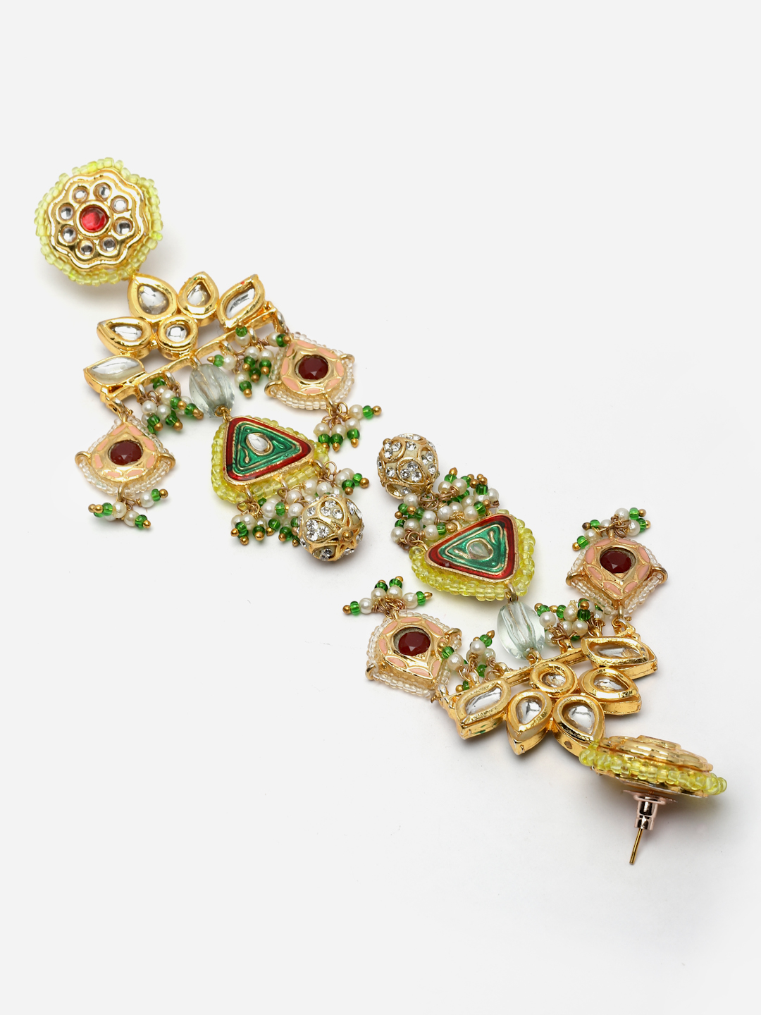Mint Drop Earring | Kundan, Pearls, Natural Stones thumbnail 3