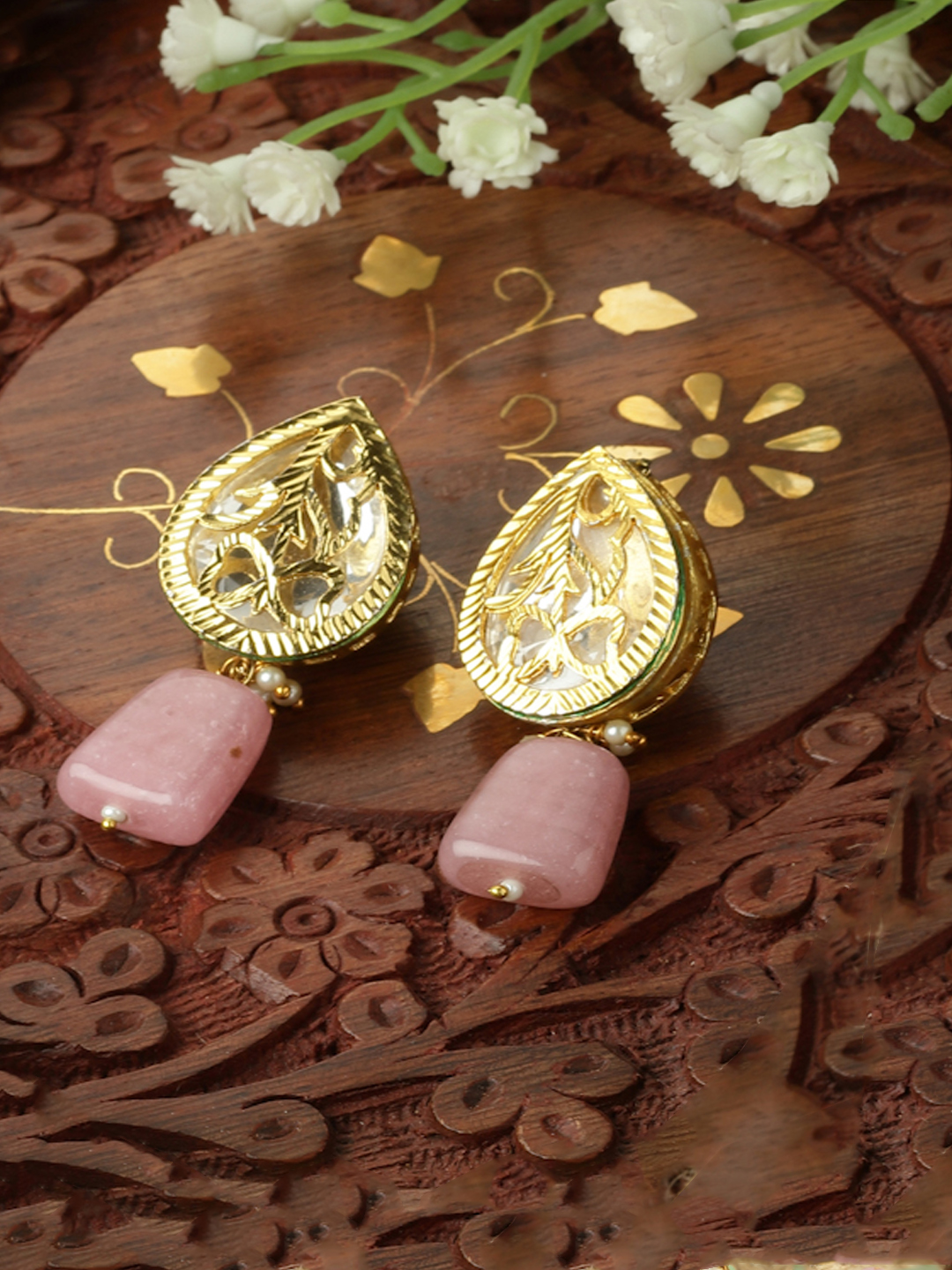Dew Drop Earrings | Kundan, Natural Stones