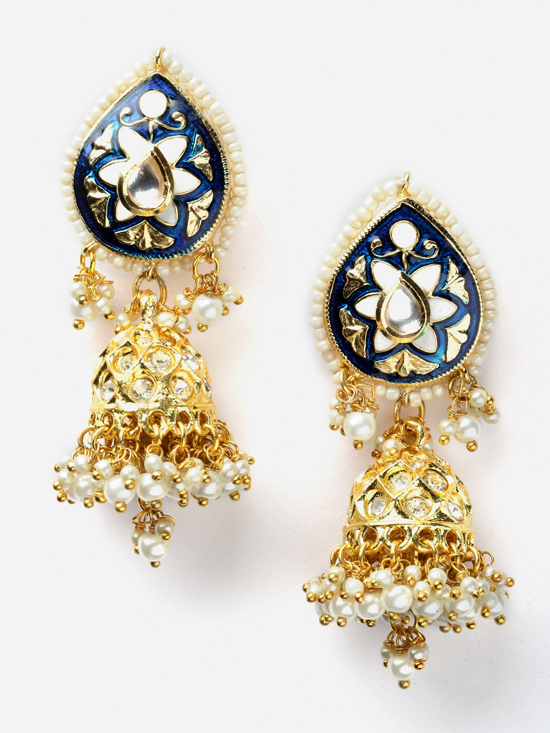 Neela Aabshaar Necklace with Earrings Jewellery Set | Kundan, Pearls, Natural Stones thumbnail 4