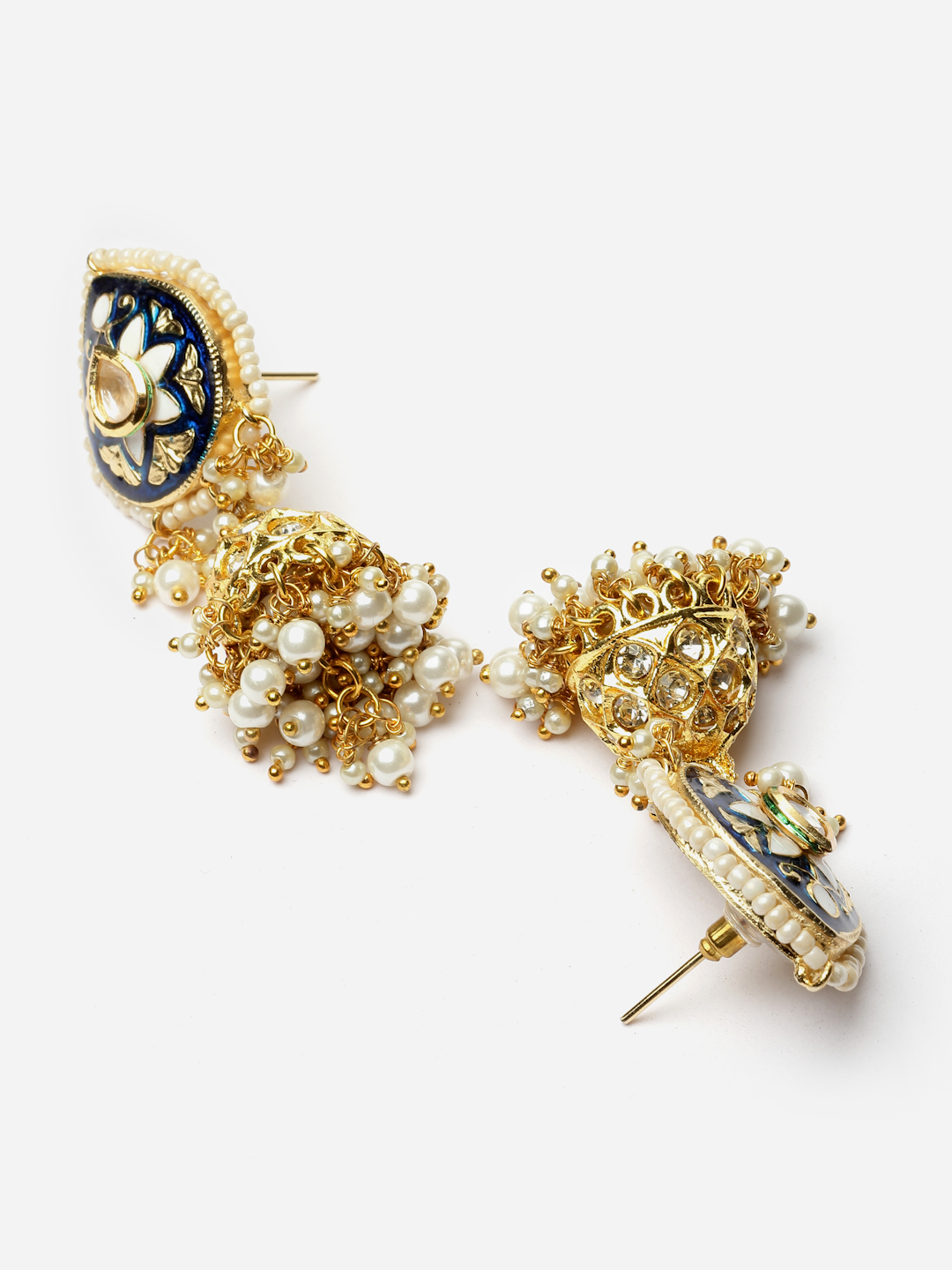 Neela Aabshaar Necklace with Earrings Jewellery Set | Kundan, Pearls, Natural Stones thumbnail 3