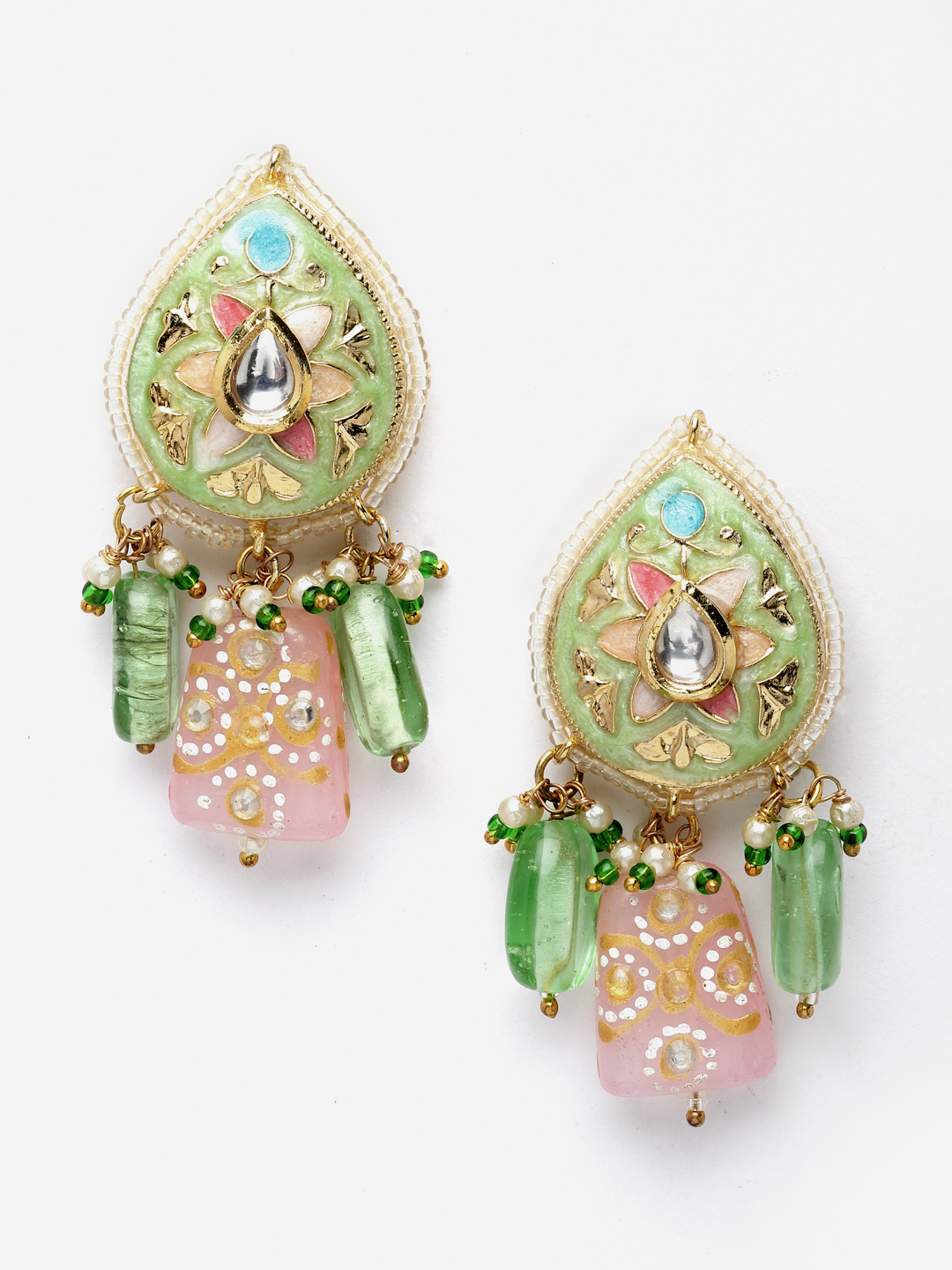 Salsa Necklace with Earrings Jewellery Set | Kundan, American Diamonds, Pearls, Natural Stones thumbnail 6