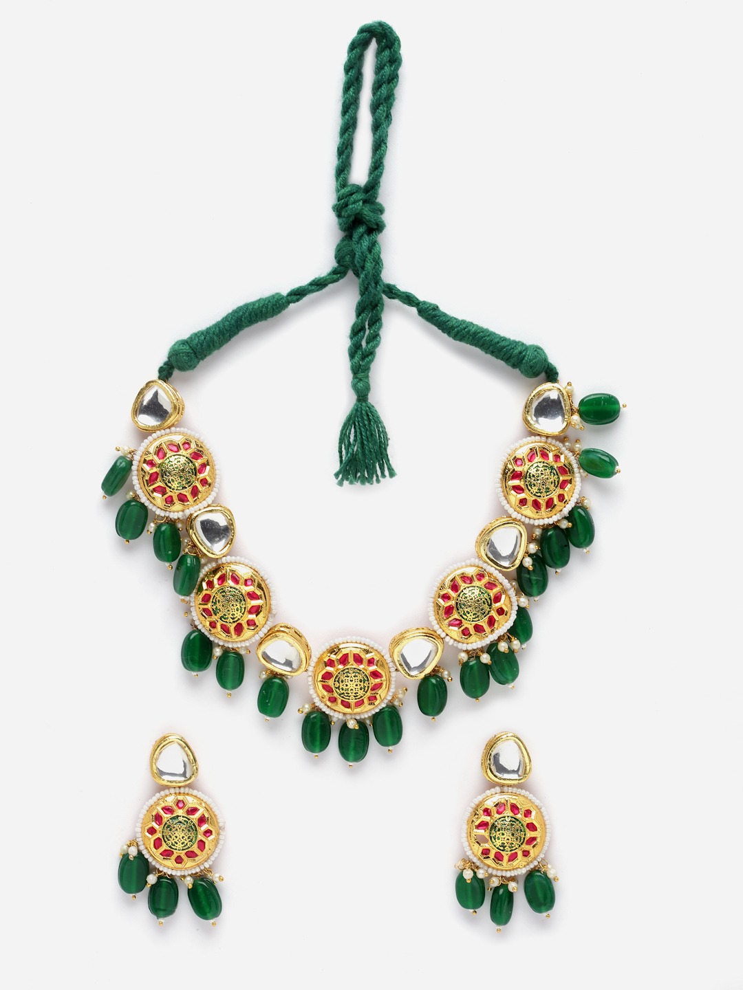 Zindagi Necklace with Earrings Jewellery Set | Kundan, Pearls, Natural Stones - alternate view