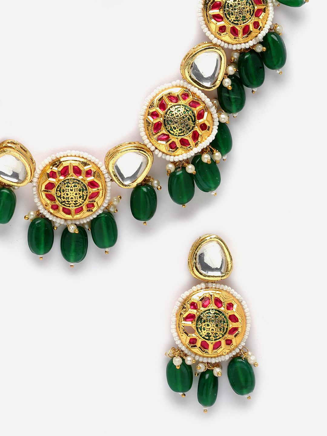 Zindagi Necklace with Earrings Jewellery Set | Kundan, Pearls, Natural Stones thumbnail 5