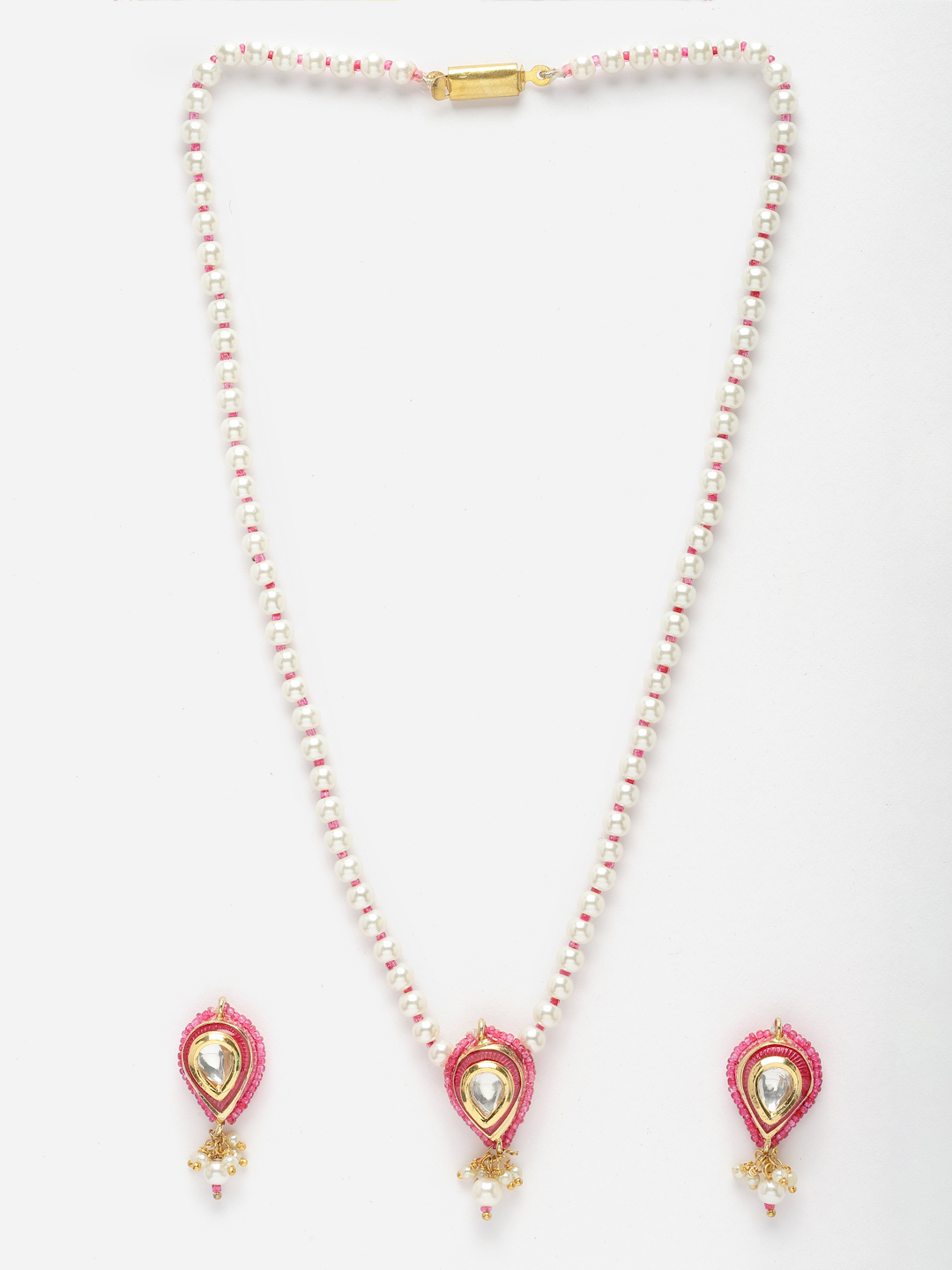 Dahlia Necklace with Earring Jewellery Set | Kundan, Pearls, Natural Stones thumbnail 3