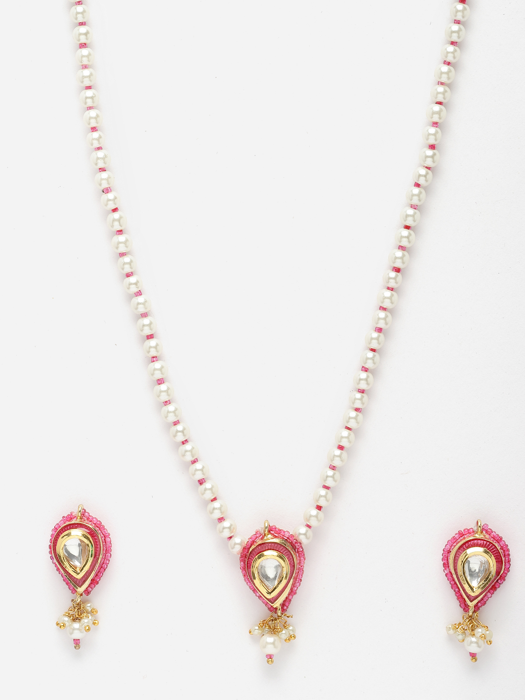 Dahlia Necklace with Earring Jewellery Set | Kundan, Pearls, Natural Stones thumbnail 4