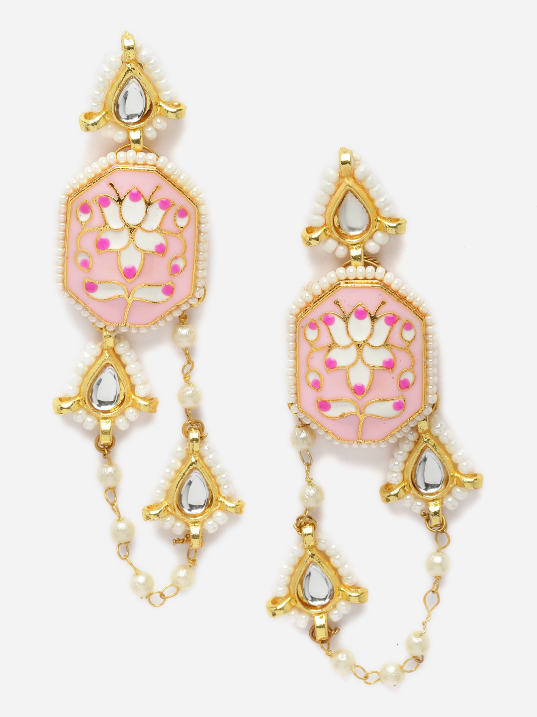 Sweet Necklace with Earrings Jewellery Set | Kundan, Pearls, Natural Stones thumbnail 6