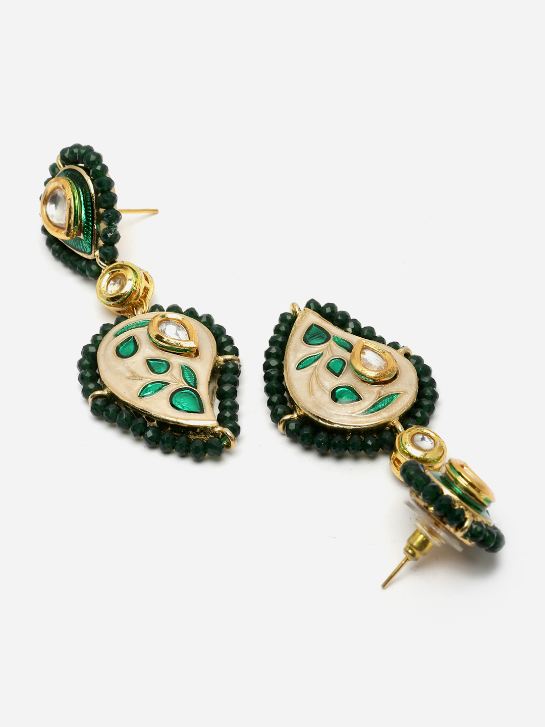 Ambi Meenakari Necklace with Earring Jewellery Set | Kundan, Pearls, Natural Stones, Faux Emerald thumbnail 5
