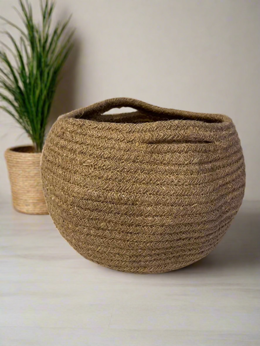 Rustic Natural Jute Storage Basket | Functional + Stylish | Ideal for Plants, Throws, Sheets