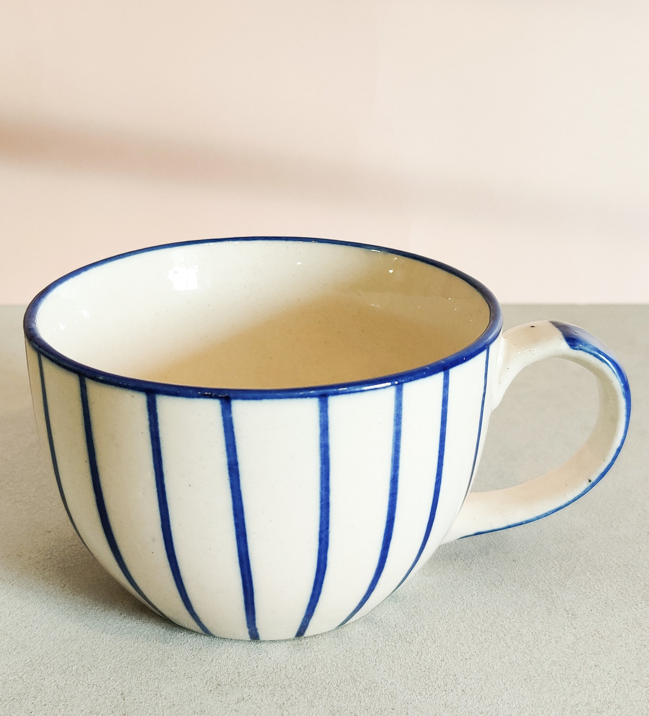 Thin Striped Soup Mug - Set of 2 | XL Broad Mug | 450ml