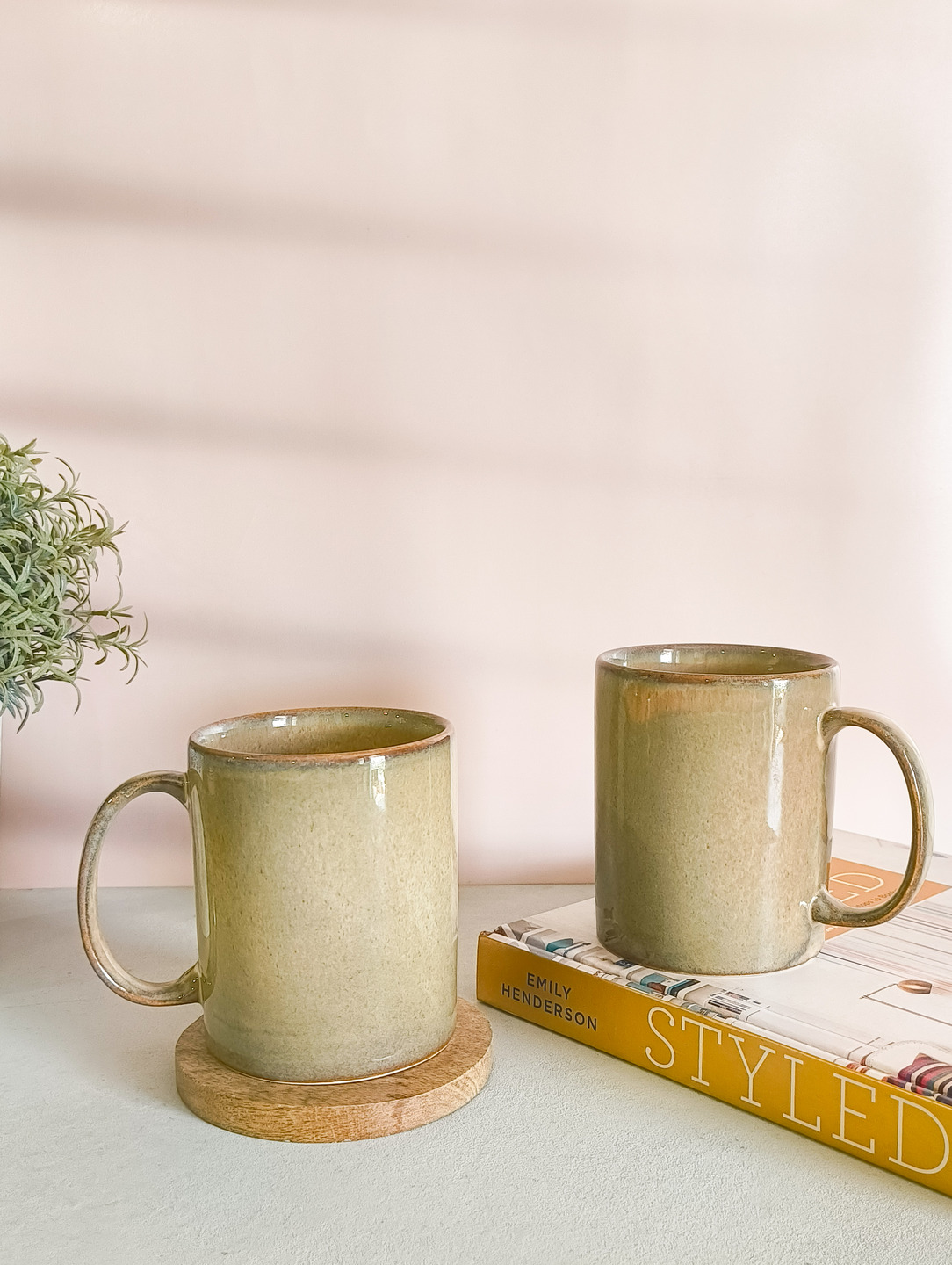 Crafted Comfort | Brown Ceramic Broad Coffee Mug | Set of 2