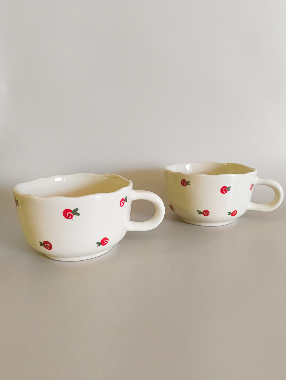 Cherry Love Soup Mug | XL Broad Mug | Set of 2