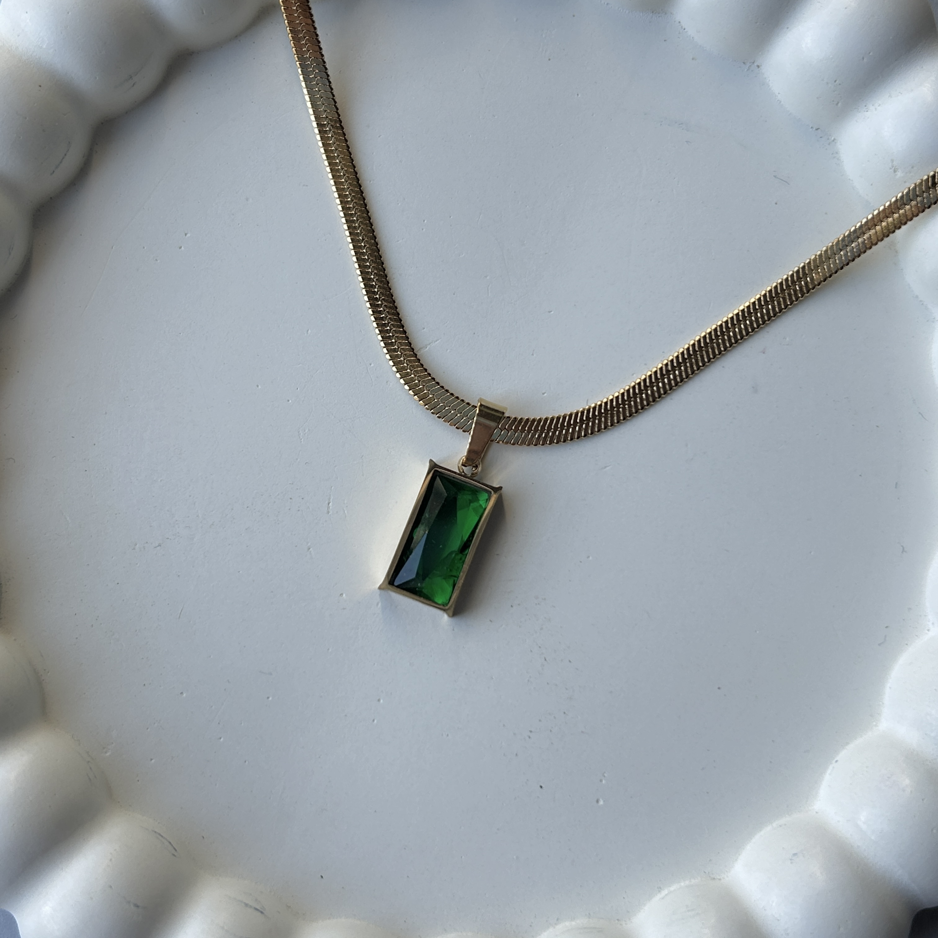 Jade Necklace | 18k Gold Plated | Anti tarnish | Everyday Jewellery thumbnail 2