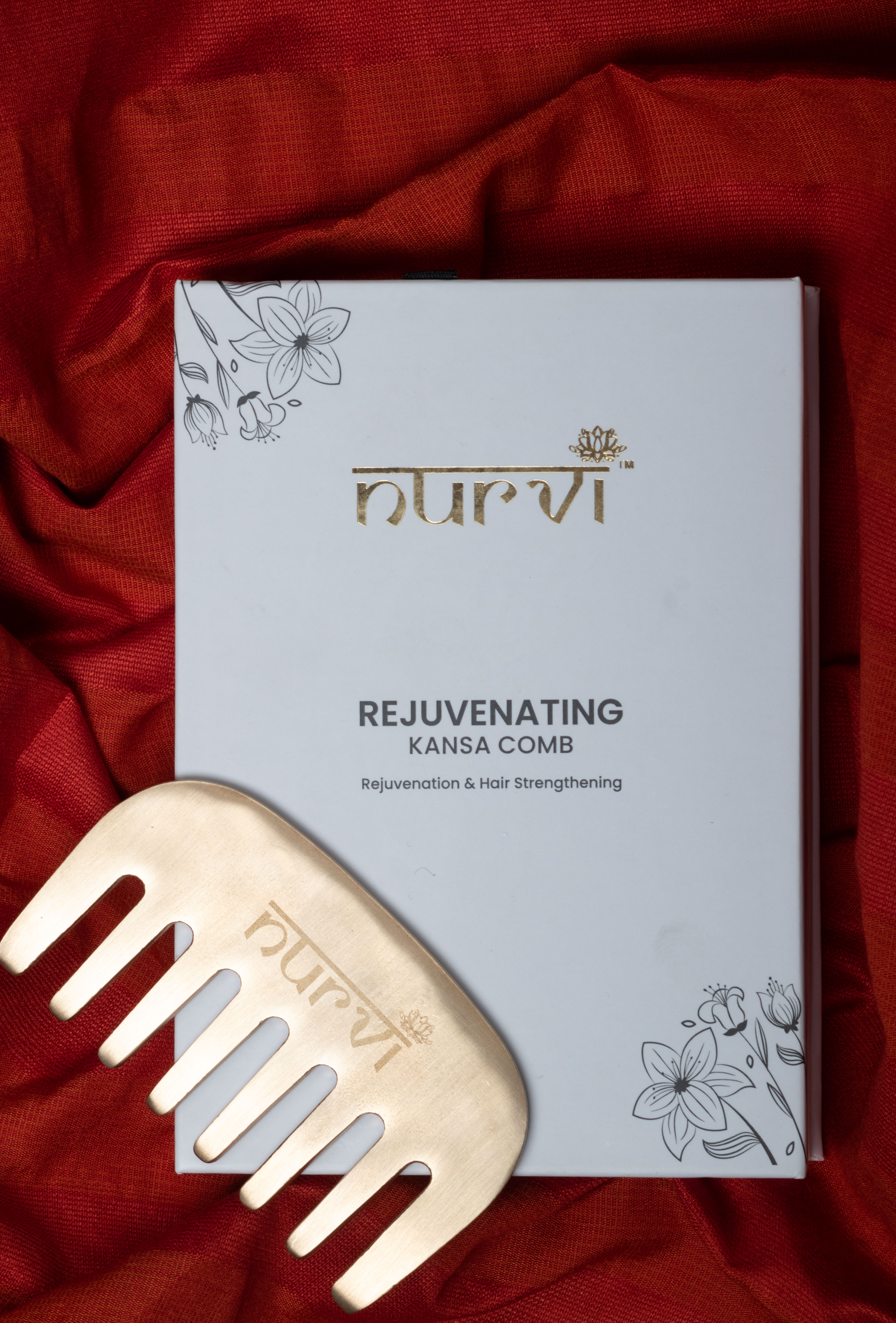 Rejuvenating Kansa Comb | Made with Pure Kansa | Blood Circulation & Hair Growth thumbnail 3