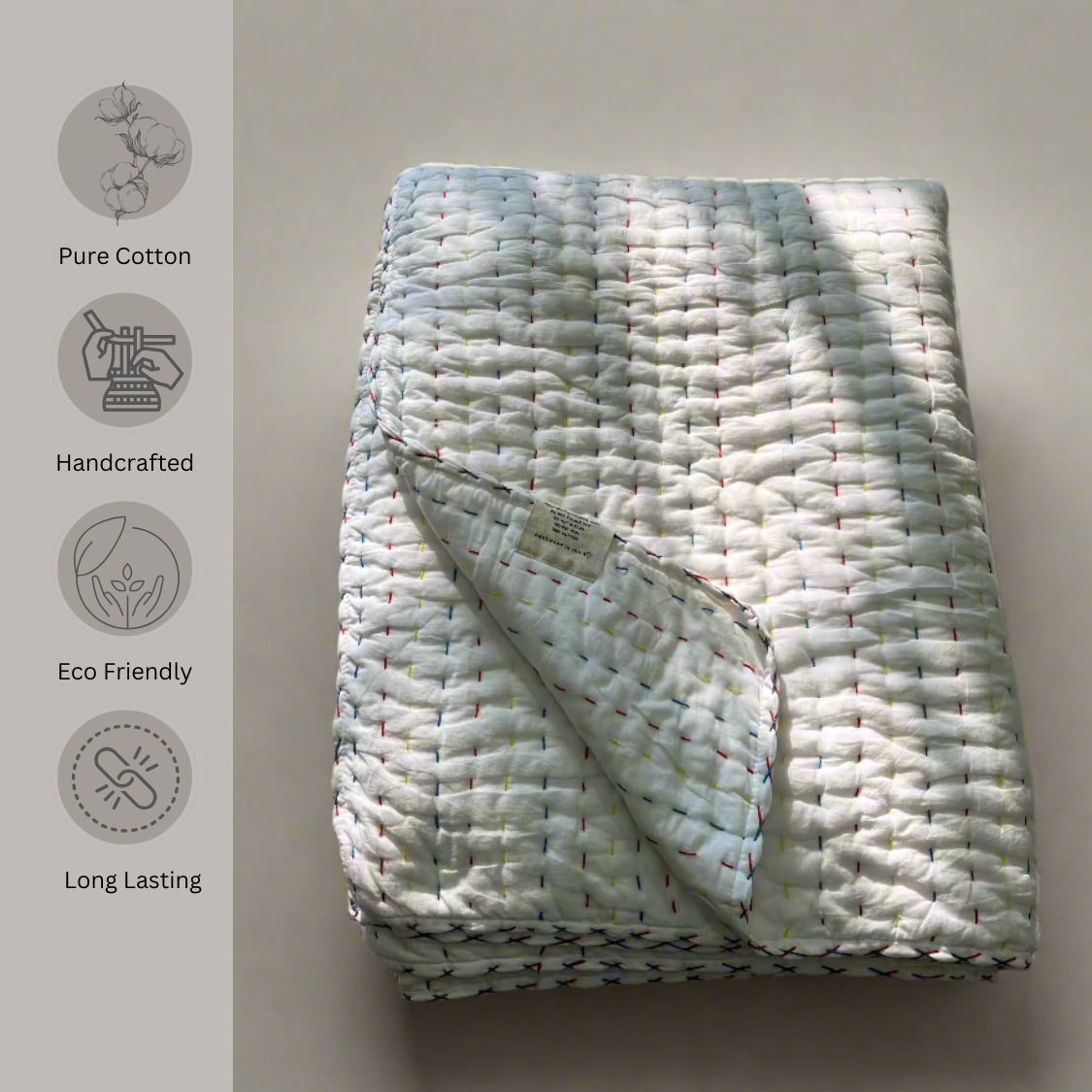 Frida Kantha Embroidered Queen Size Quilt thumbnail 2