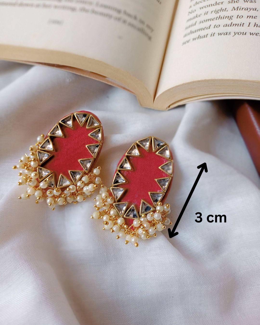  Red Beaded Tiny Studs Earrings thumbnail 3