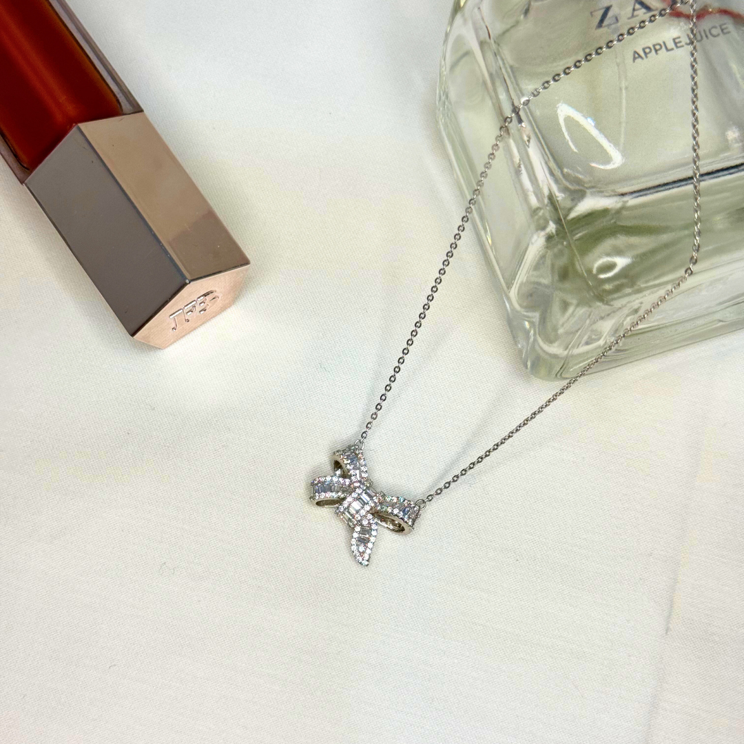 Elegance Bow Necklace | Pendant and Chain | 92.5 Sterling Silver