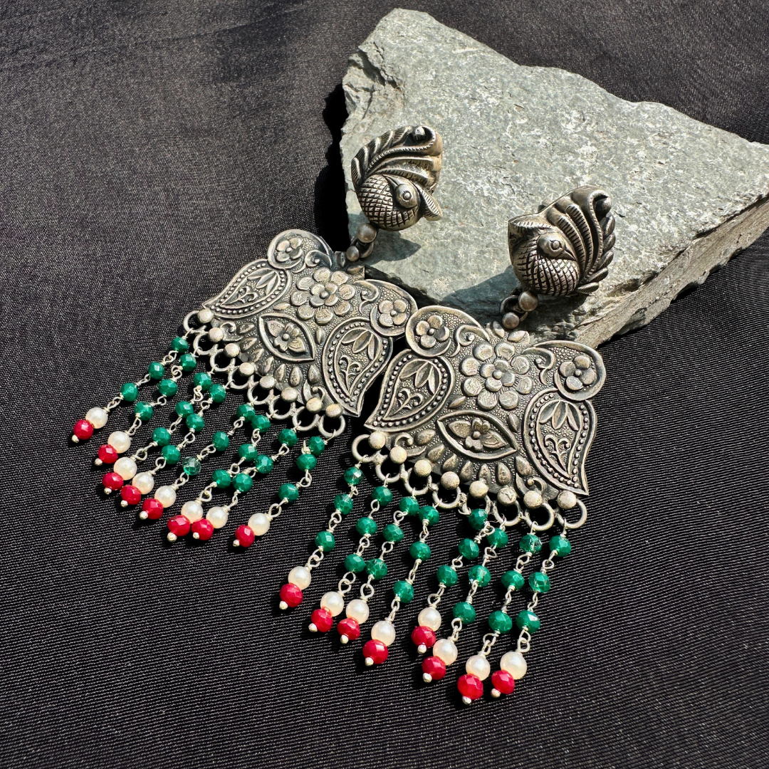 Morpankh Jhumka Earrings | Pure Silver | 925 Sterling Silver Jewellery