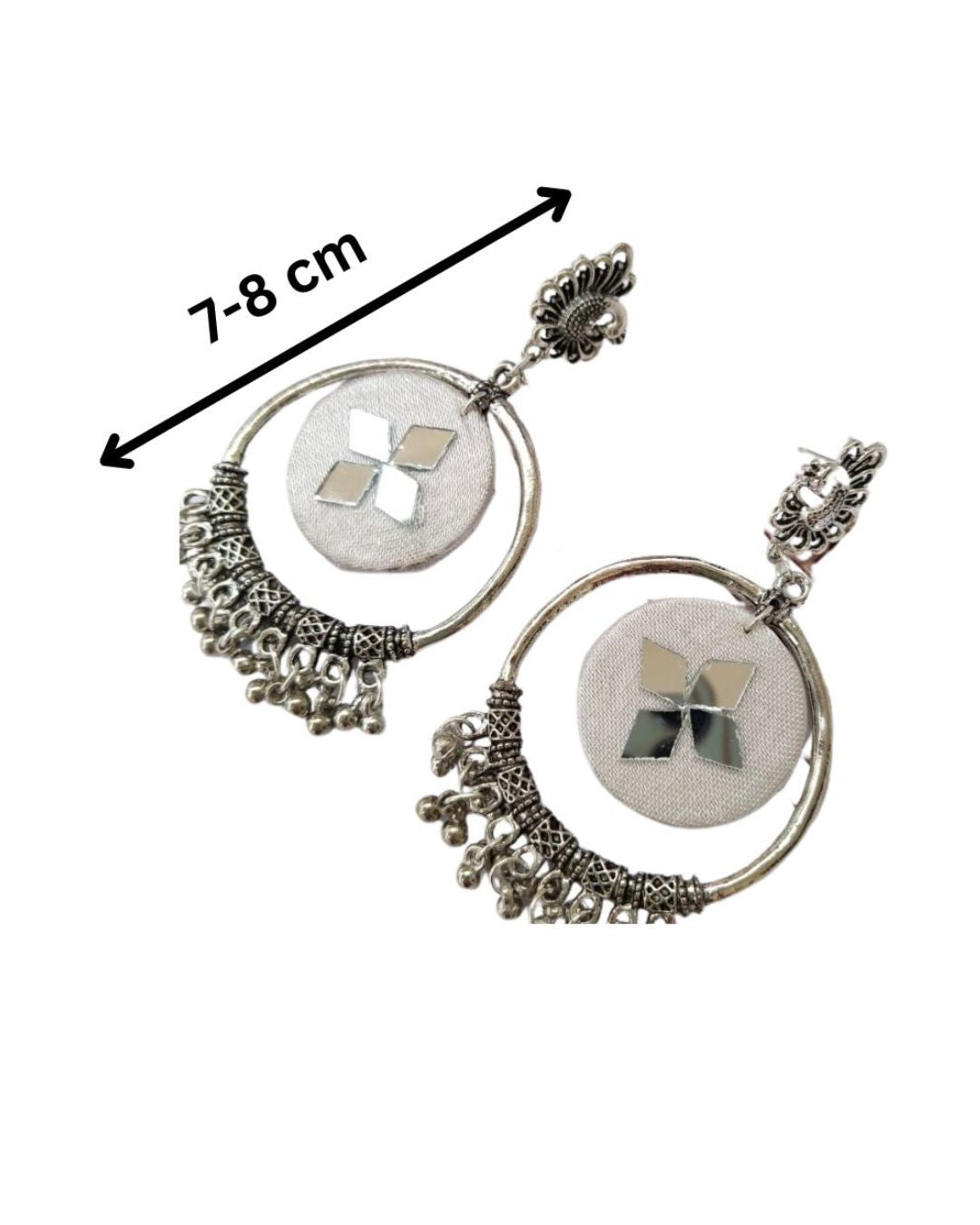 White Oxidized Bali Jhumka Earrings thumbnail 3