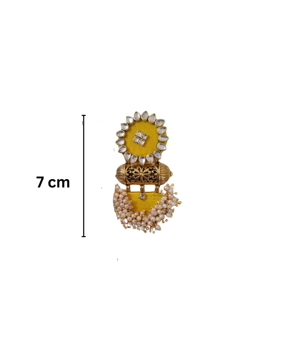 Yellow Kundan Beaded Jhumkas | Festive Jewellery thumbnail 3