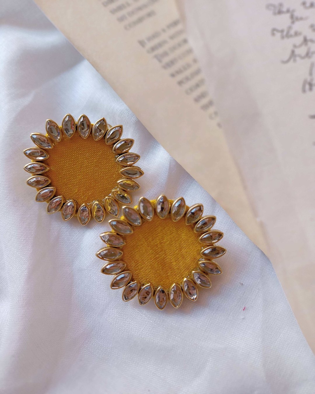 Yellow Kundan Studs Earrings - alternate view