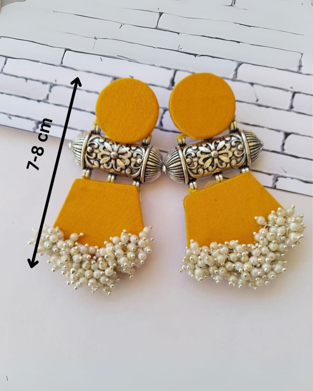 Yellow oxidized jhumka  - alternate view