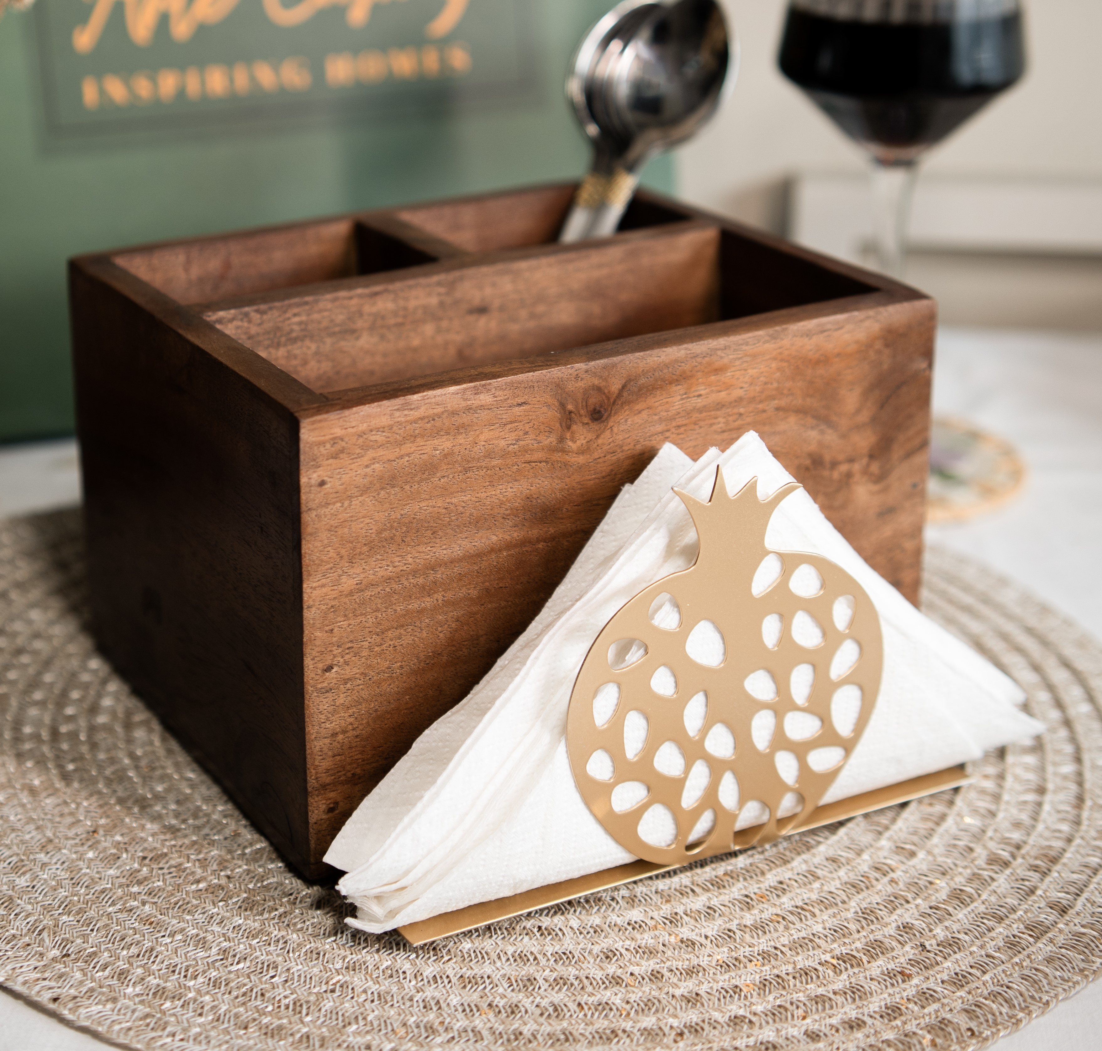 Anar Wooden Cutlery Tissue & Holder | Serveware