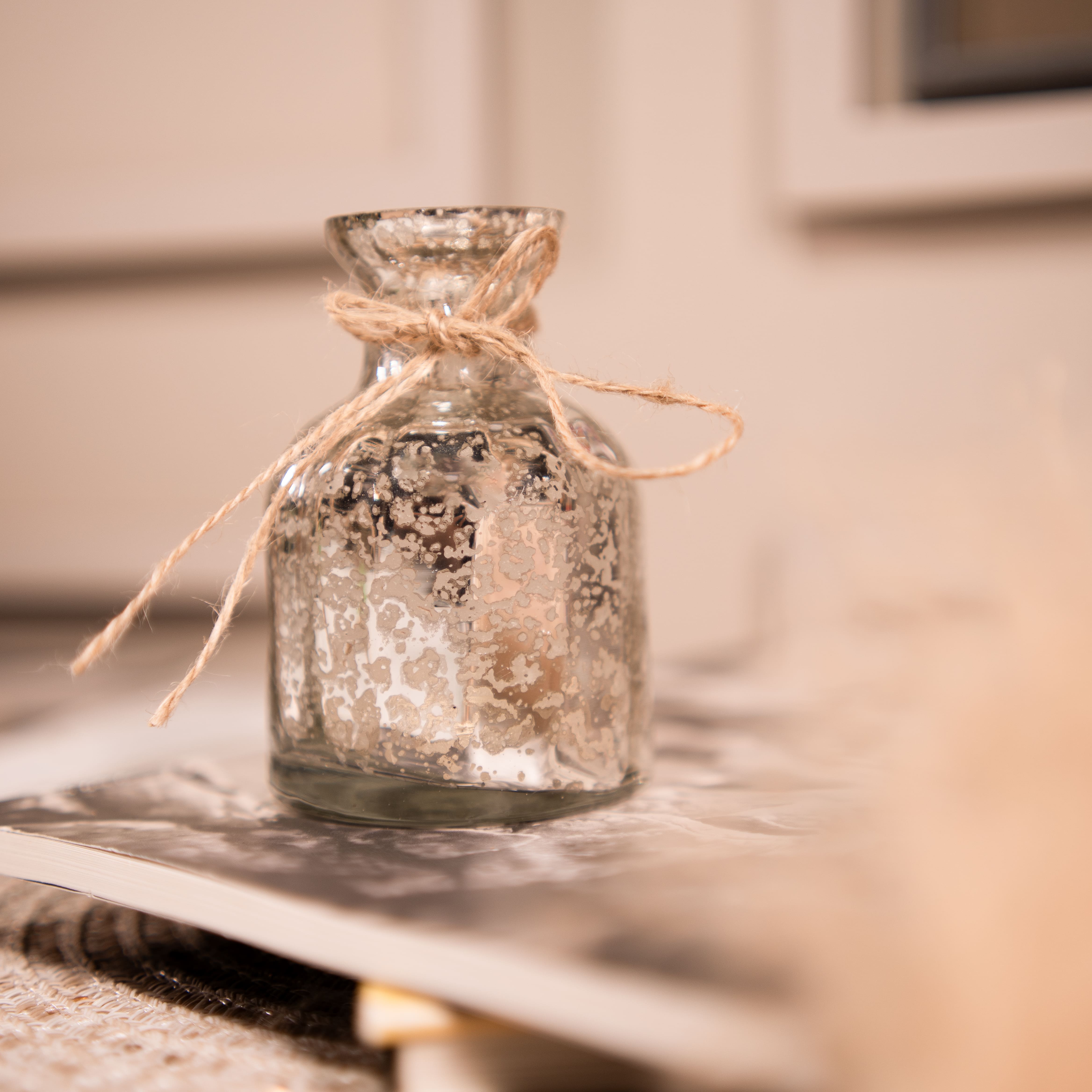 Silver Blossom Charm Vase with Dried Flowers Bunch Set | Indoor Flowers - alternate view