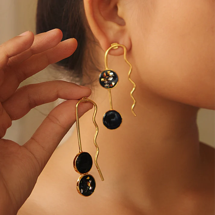 After Party Mismatched Earrings | 18k Gold Plated | Handmade thumbnail 2