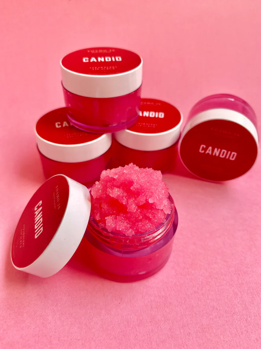 Candid - Strawberry Lip Scrub | Exfoliating | Helps Chapped Lips (15 gms)