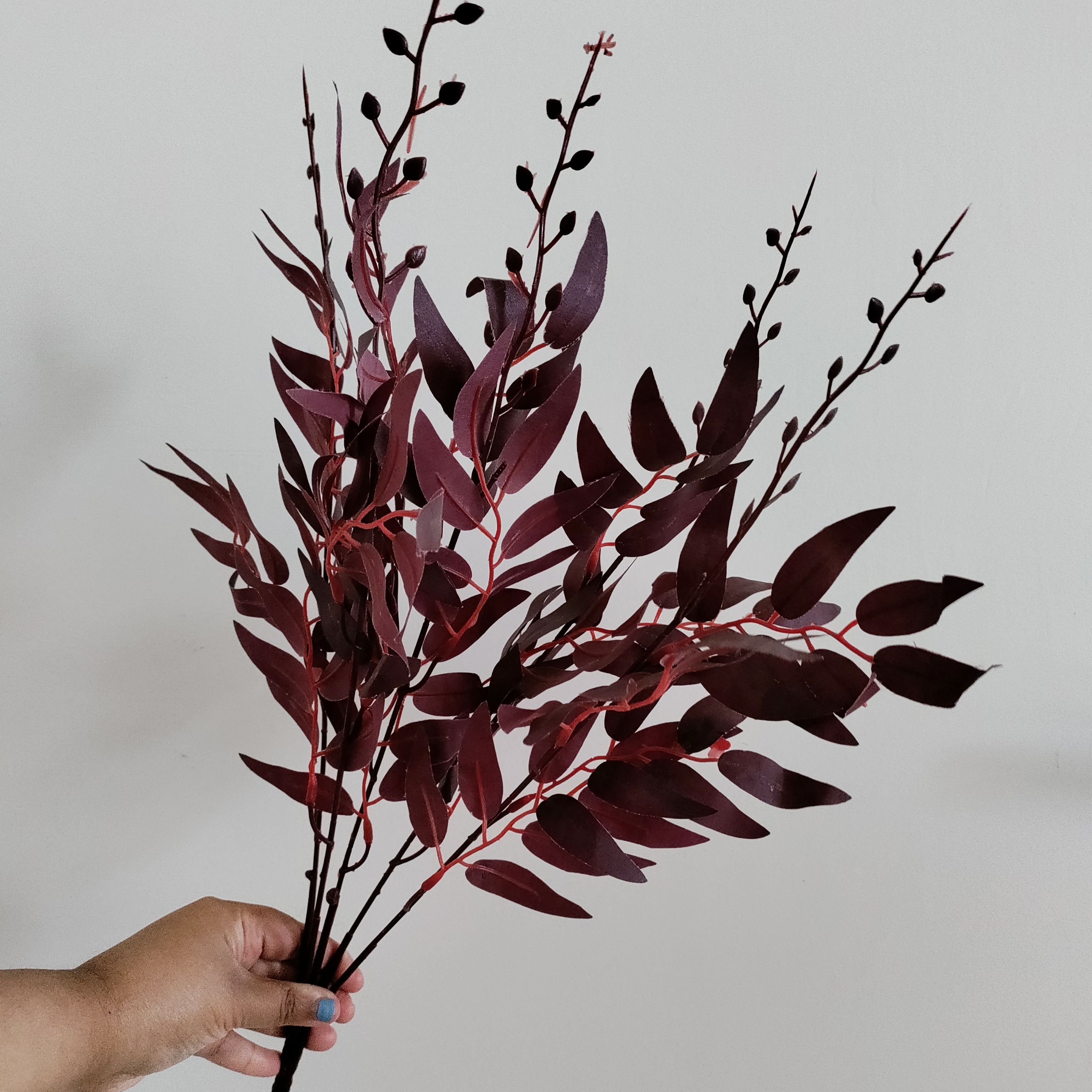 Almonda Dried Flowers Bunch | Wire Stem included | Red Ruscus Leaves, 4 Flowers | Artificial Flowers thumbnail 2