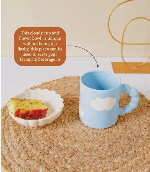 Sky & Sand Combo- Set of 1 Cup & 1 Dessert Bowl - alternate view