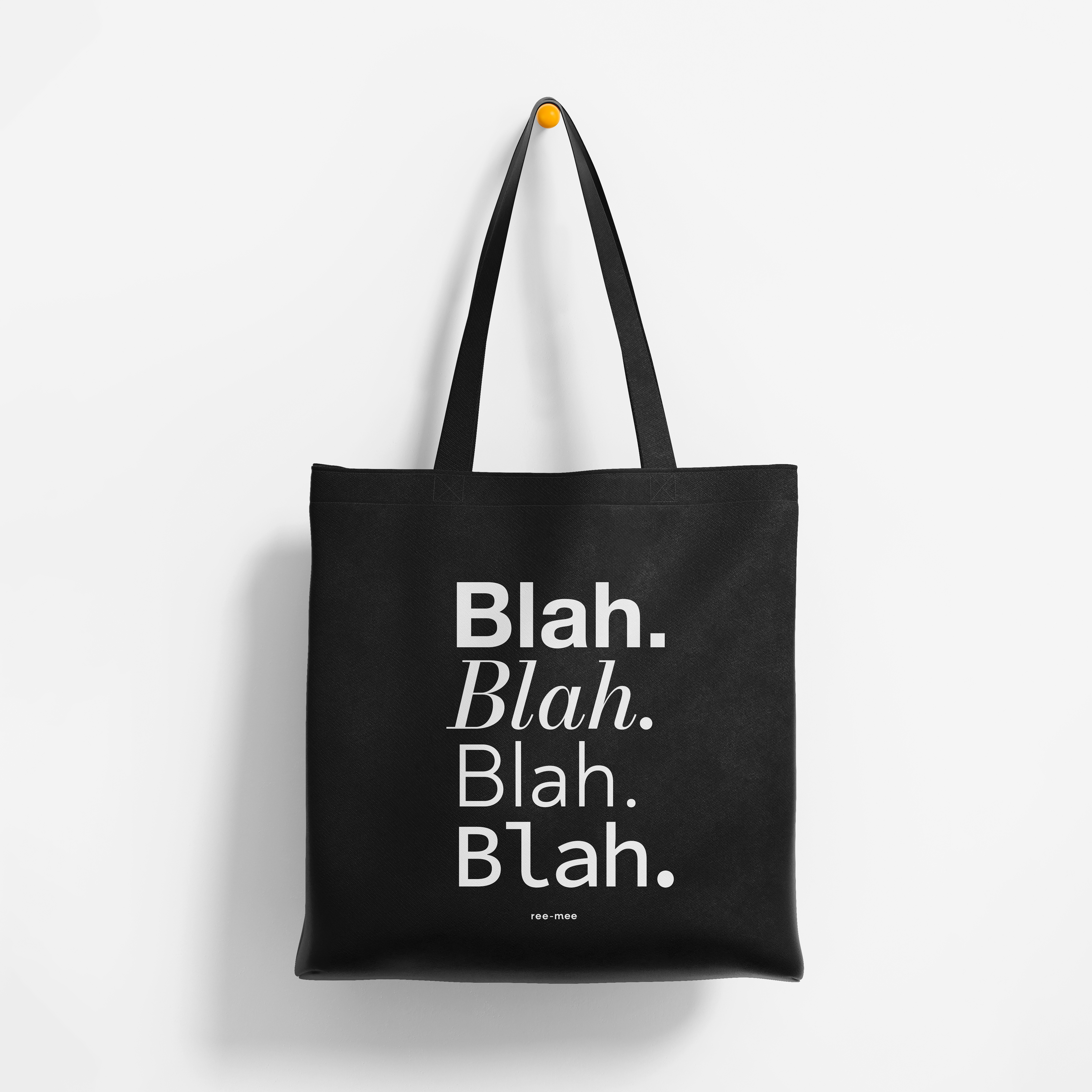 Black Canvas Tote Bag - Blah Blah